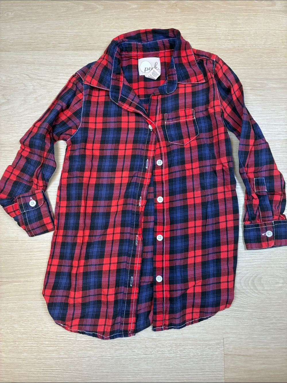 Peek Red and Navy Plaid Button-Down Shirt